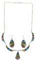 Southwest Multicolor Earrings And Link Necklace Set GS75439